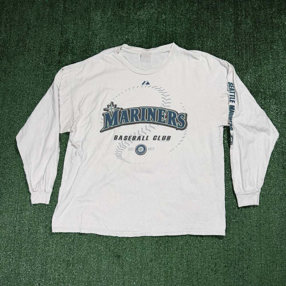 2007 Seattle Mariners Men's MLB Majestic Blue Long Sleeve T-Shirt Large